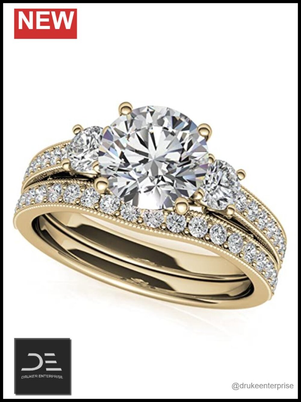 Moissanite Bridal Ring Set 925 Sterling Silver Wedding Engagement Rings